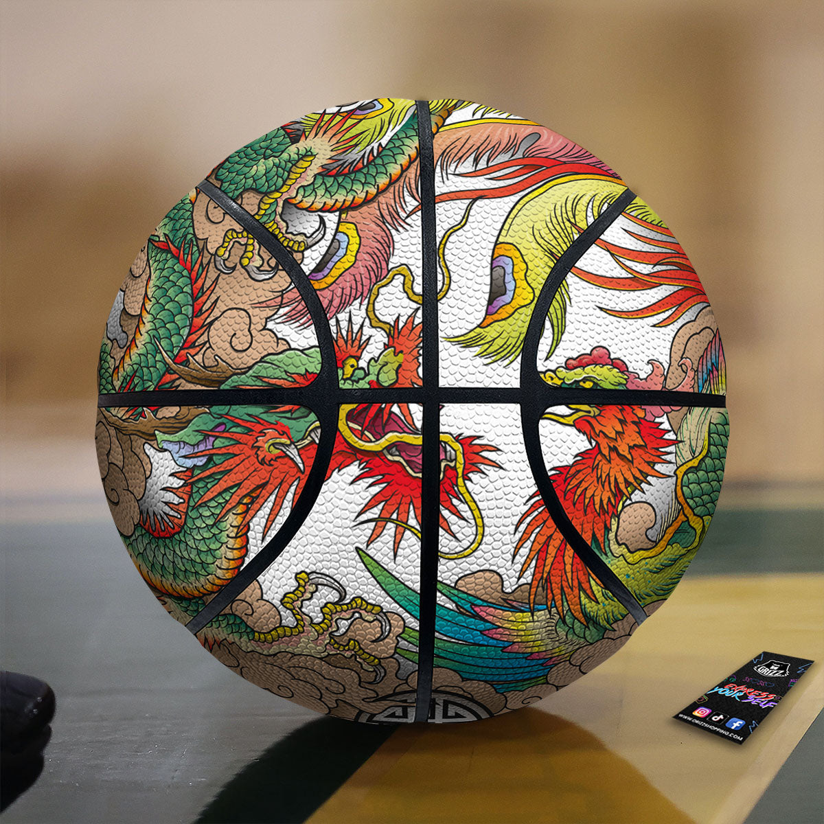 Phoenix And Dragon Japanese Tattoo Print Basketball