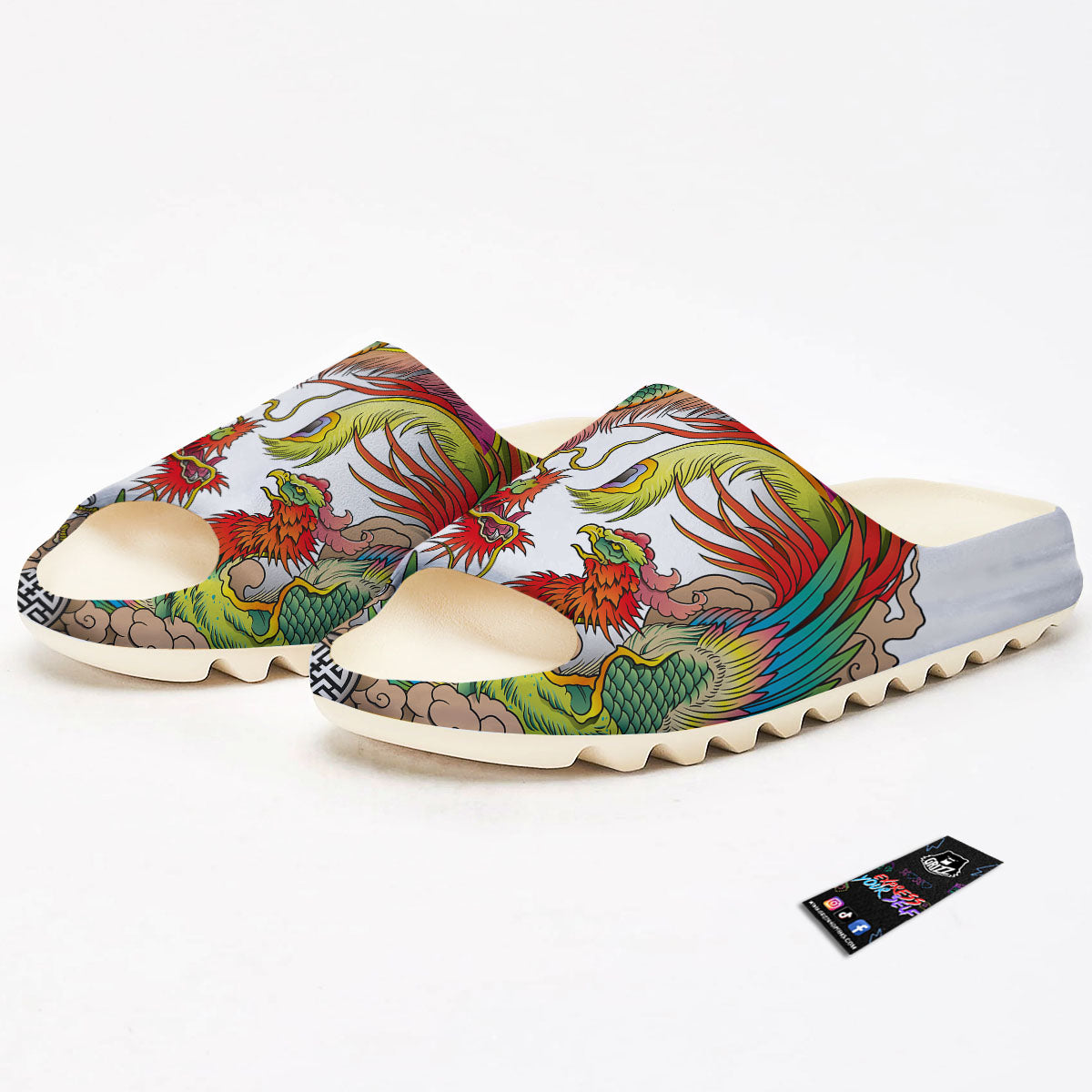 Phoenix And Dragon Japanese Tattoo Print Sandals-grizzshop