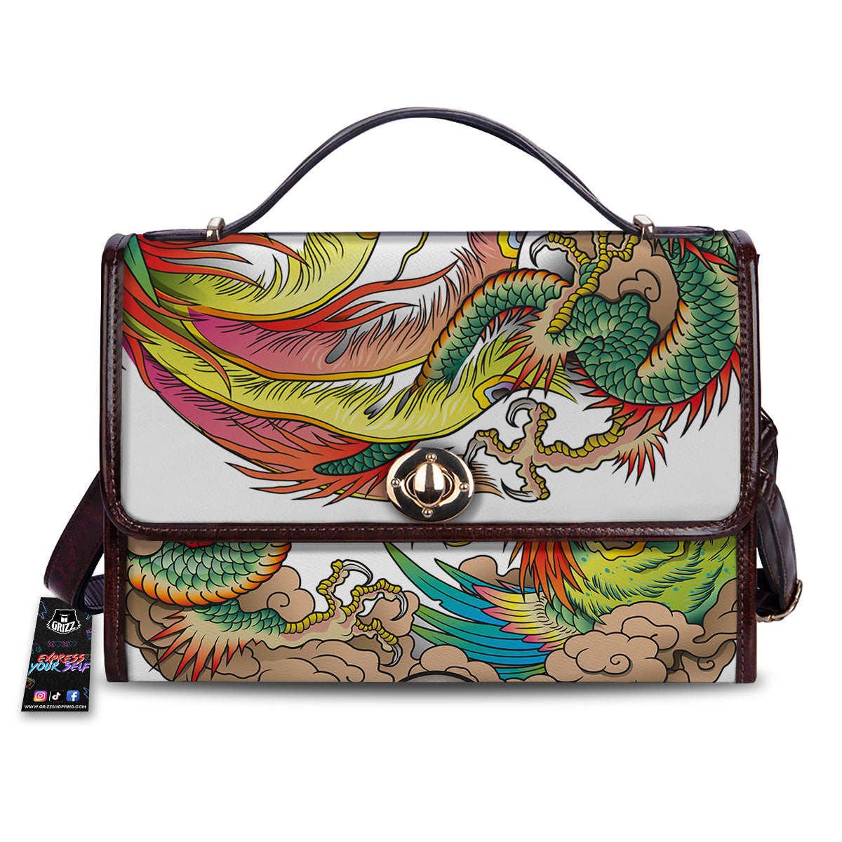 Phoenix And Dragon Japanese Tattoo Print Women's Satchel Bag