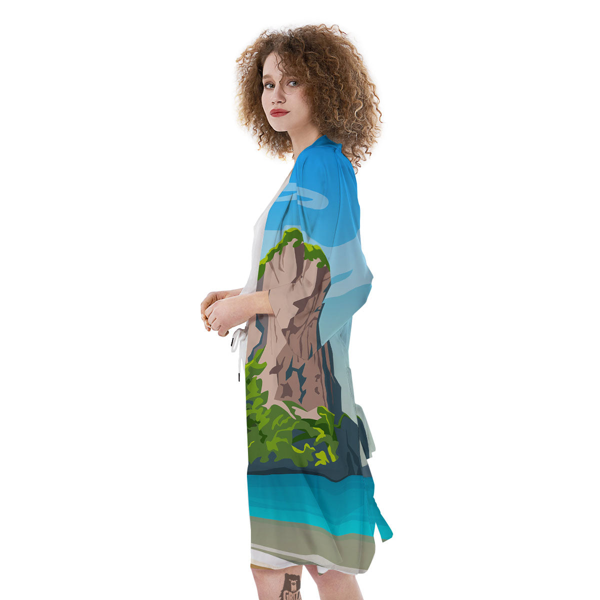 Phuket Thailand Cartoon Print Kimono-grizzshop