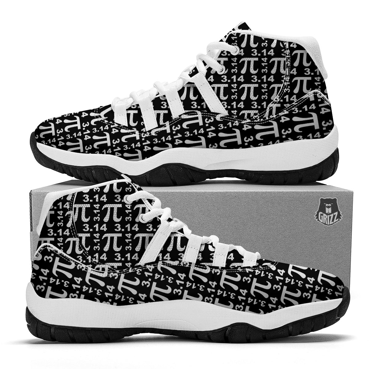 Pi 3.14 Math Print Pattern White Bball Shoes-grizzshop