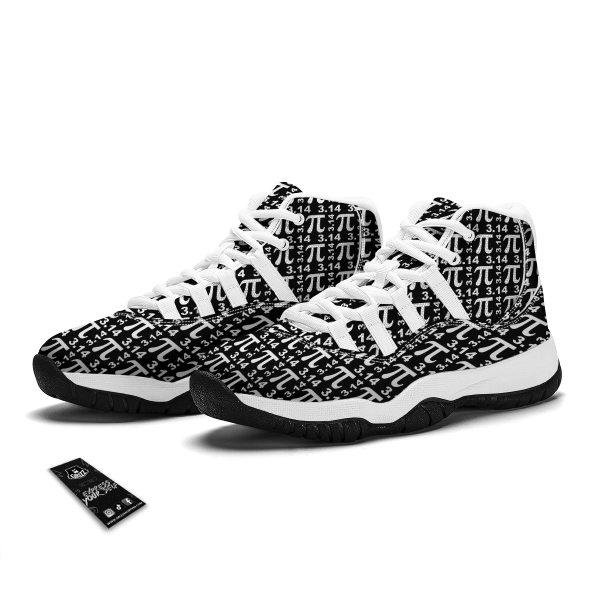 Pi 3.14 Math Print Pattern White Bball Shoes-grizzshop