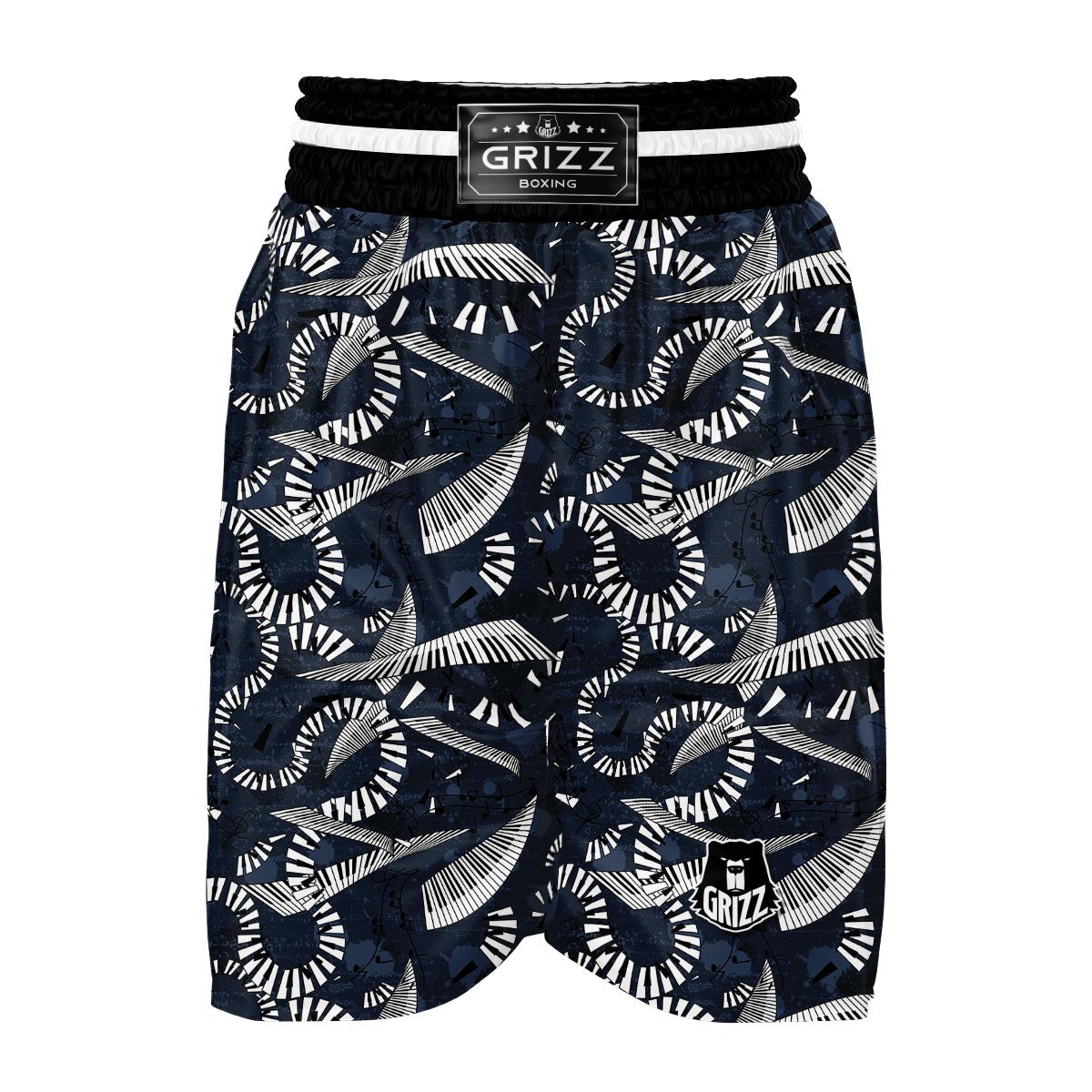Piano Black Pattern Print Boxing Shorts-grizzshop