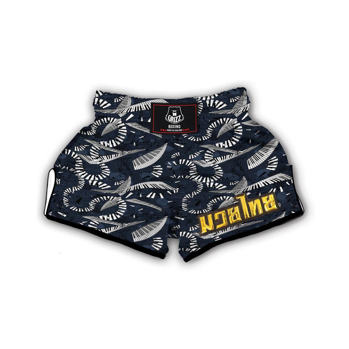 Piano Black Pattern Print Muay Thai Boxing Shorts-grizzshop