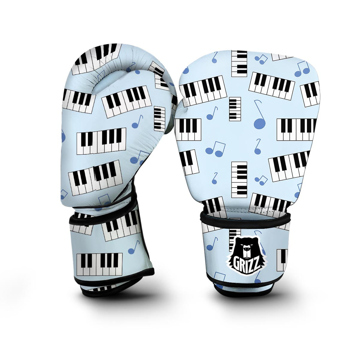 Piano Blue Pattern Print Boxing Gloves-grizzshop