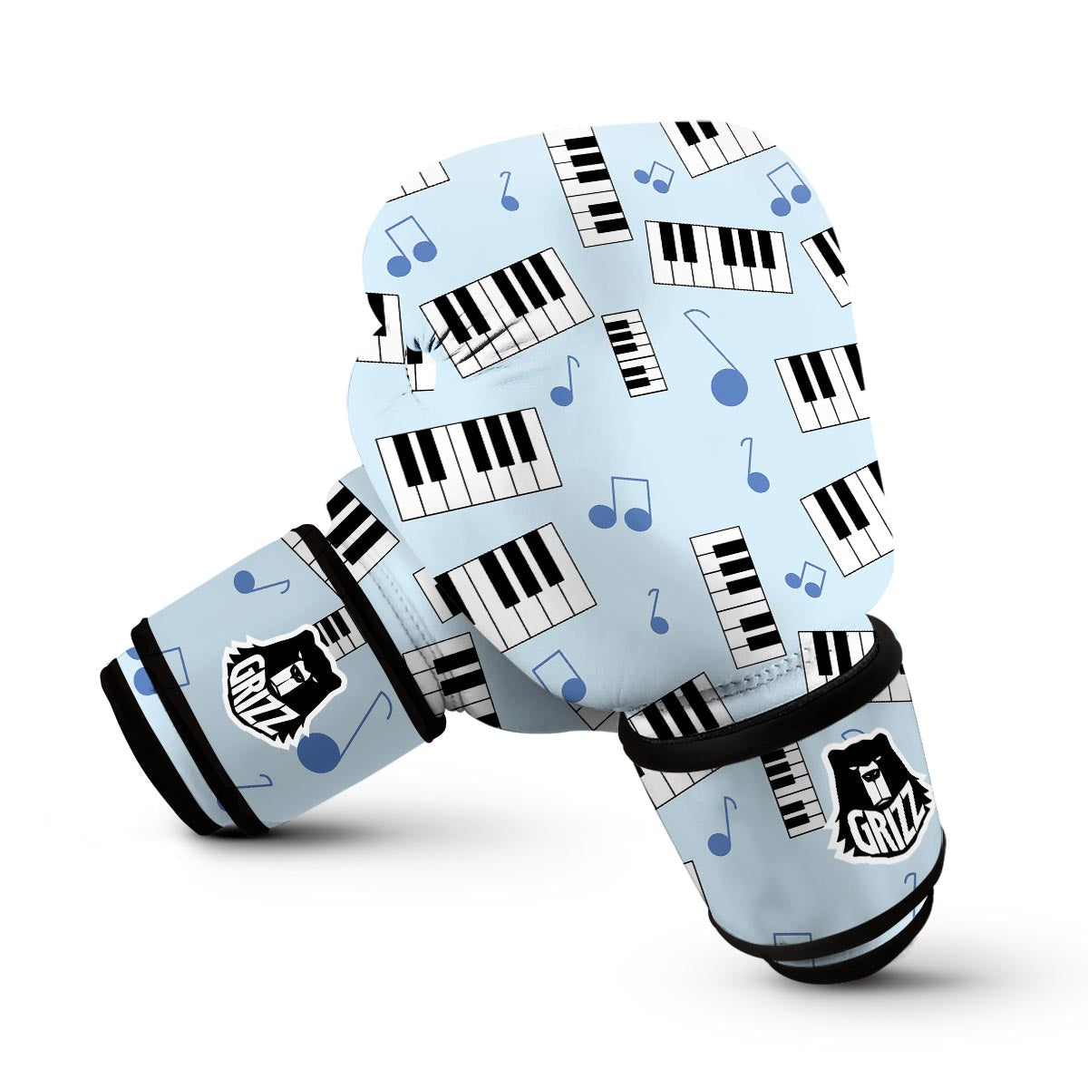 Piano Blue Pattern Print Boxing Gloves-grizzshop