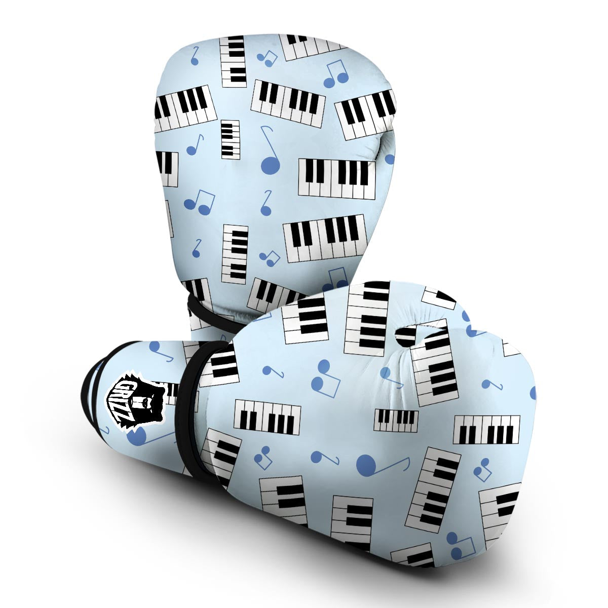 Piano Blue Pattern Print Boxing Gloves-grizzshop