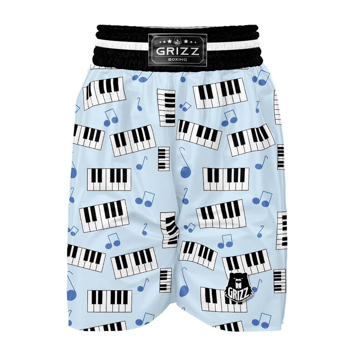 Piano Blue Pattern Print Boxing Shorts-grizzshop