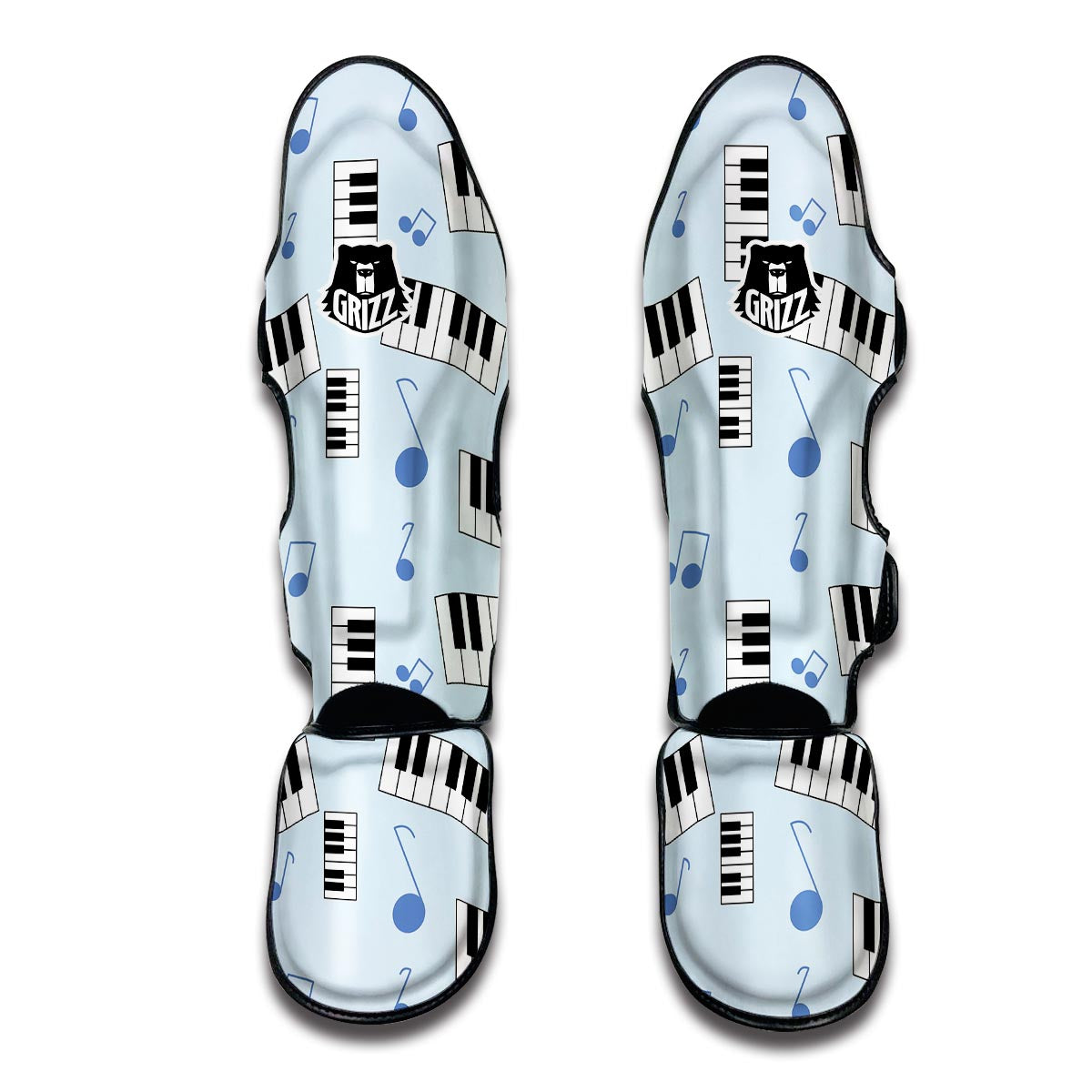 Piano Blue Pattern Print Muay Thai Shin Guards-grizzshop