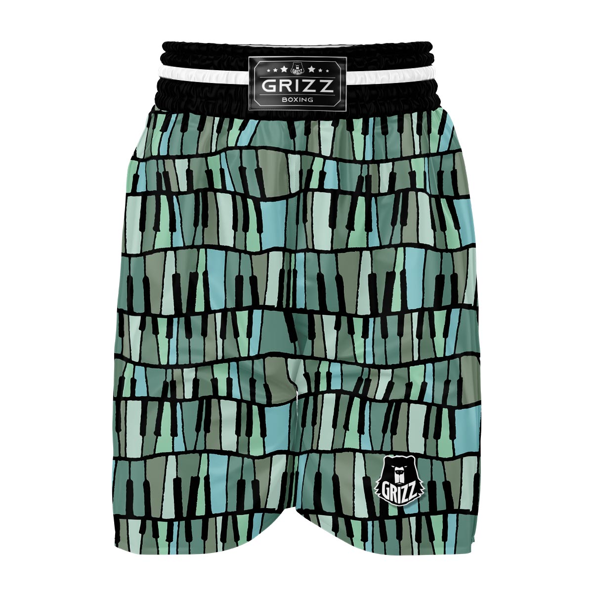 Piano Green Pattern Print Boxing Shorts-grizzshop