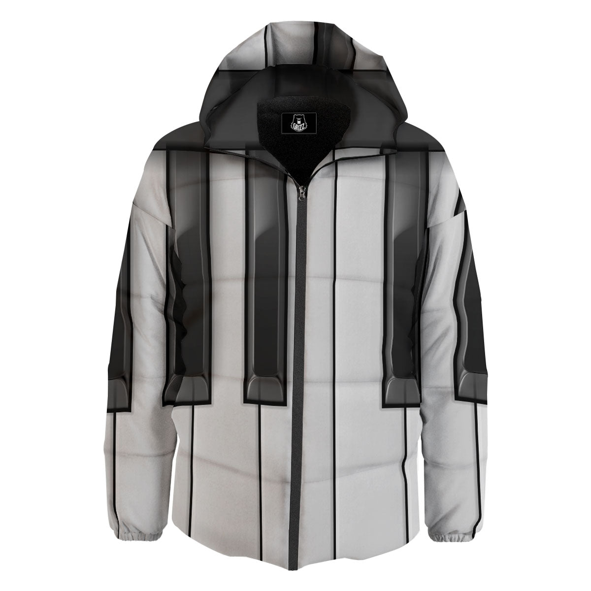 Piano Keyboard Print Down Jacket-grizzshop