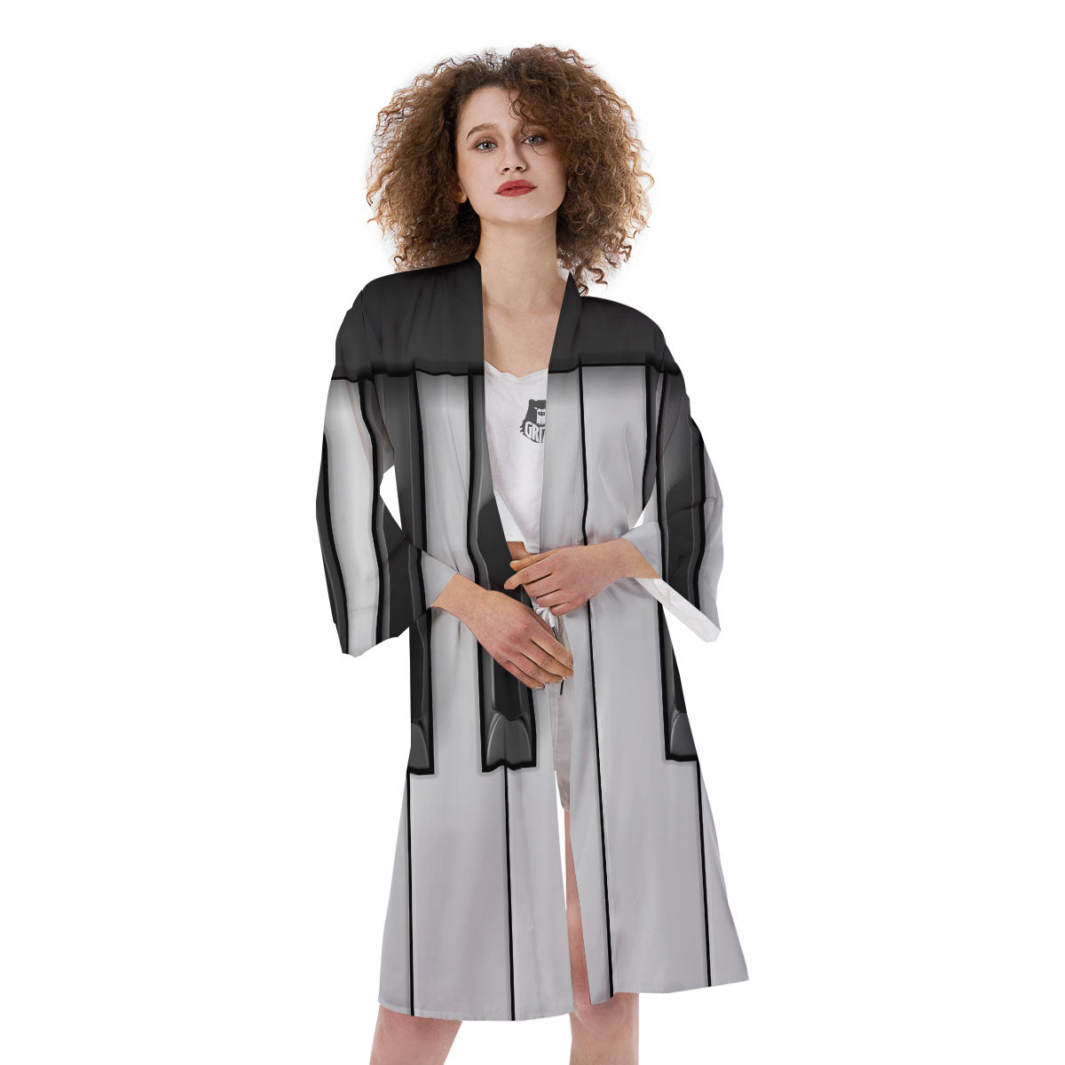 Piano Keyboard Print Kimono-grizzshop
