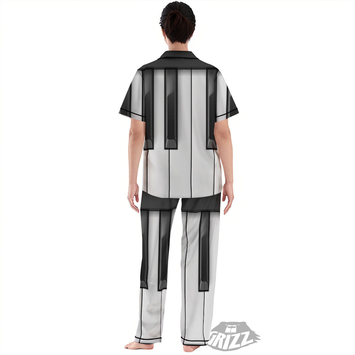 Piano Keyboard Print Women's Pajamas Set-grizzshop