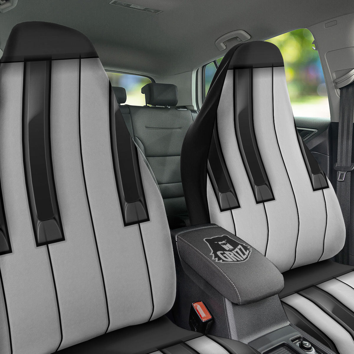 Piano Keyboard White And Black Print Car Seat Covers-grizzshop