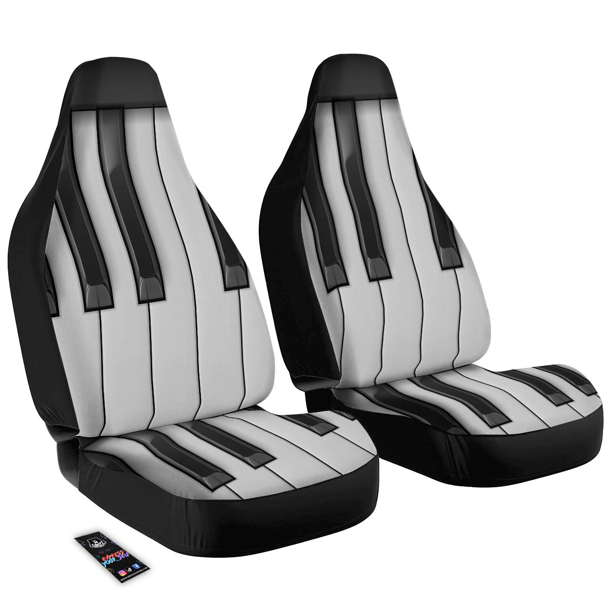 Piano Keyboard White And Black Print Car Seat Covers-grizzshop