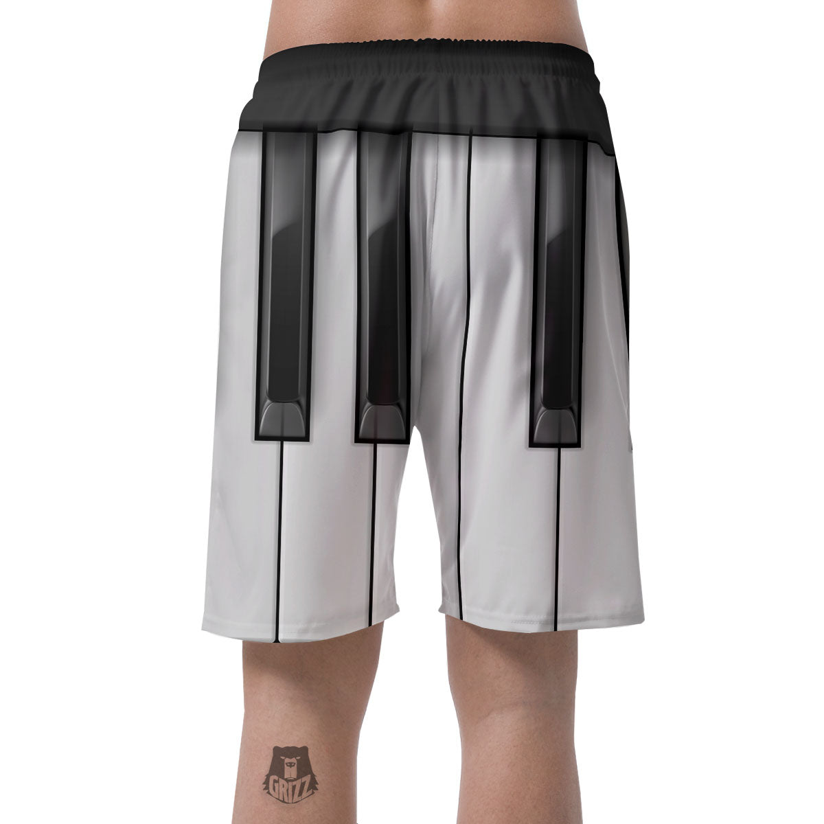 Piano Keyboard White And Black Print Men's Shorts-grizzshop