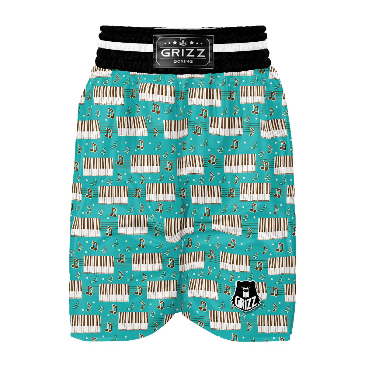 Piano Pattern Print Boxing Shorts-grizzshop
