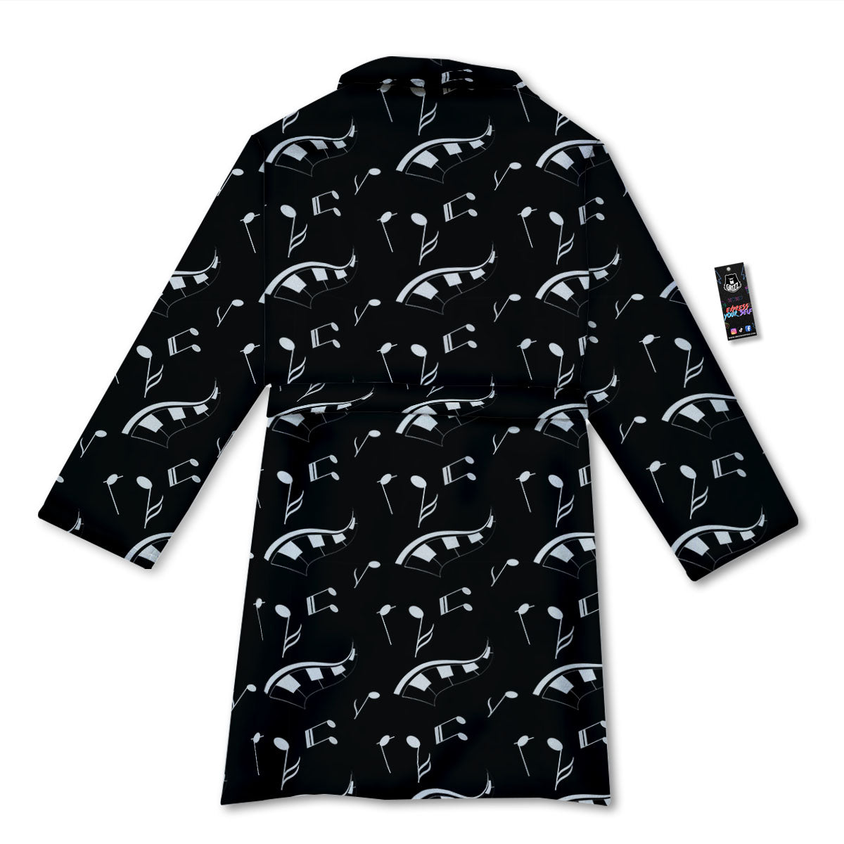 Piano Print Pattern Bathrobe-grizzshop