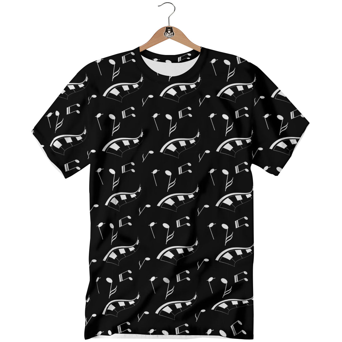 Piano Print Pattern T-Shirt-grizzshop