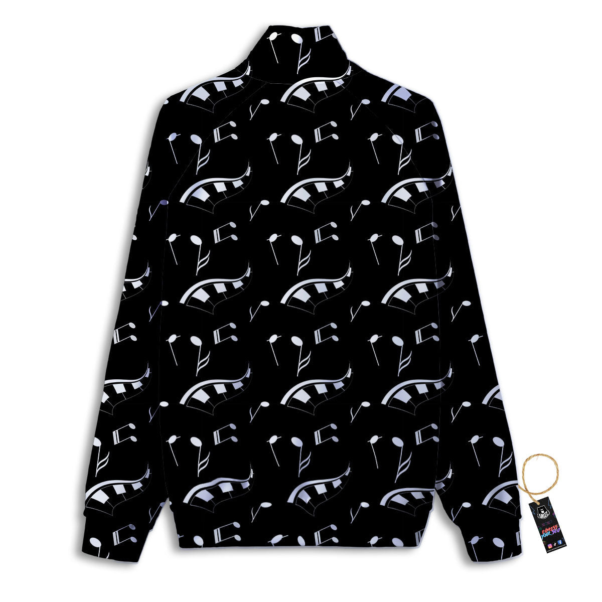 Piano Print Pattern Track Jacket-grizzshop