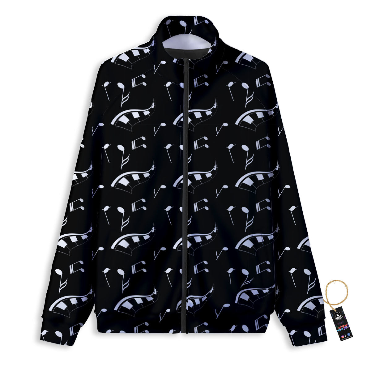 Piano Print Pattern Track Jacket-grizzshop