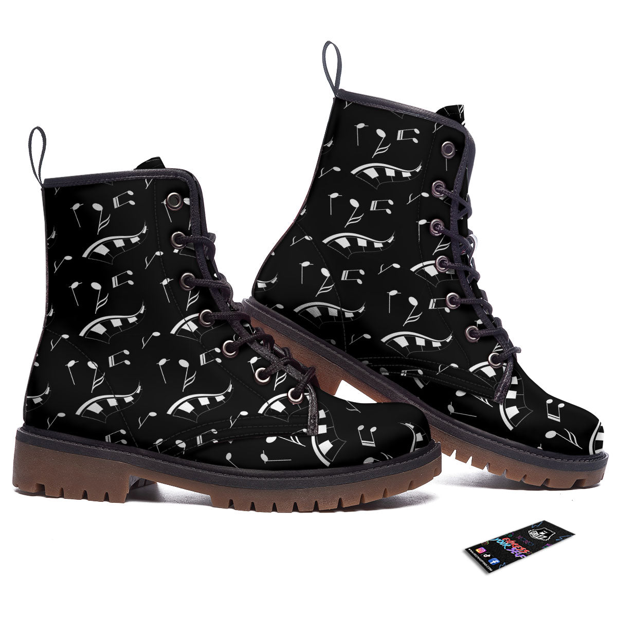 Piano Print Pattern Work Boots-grizzshop