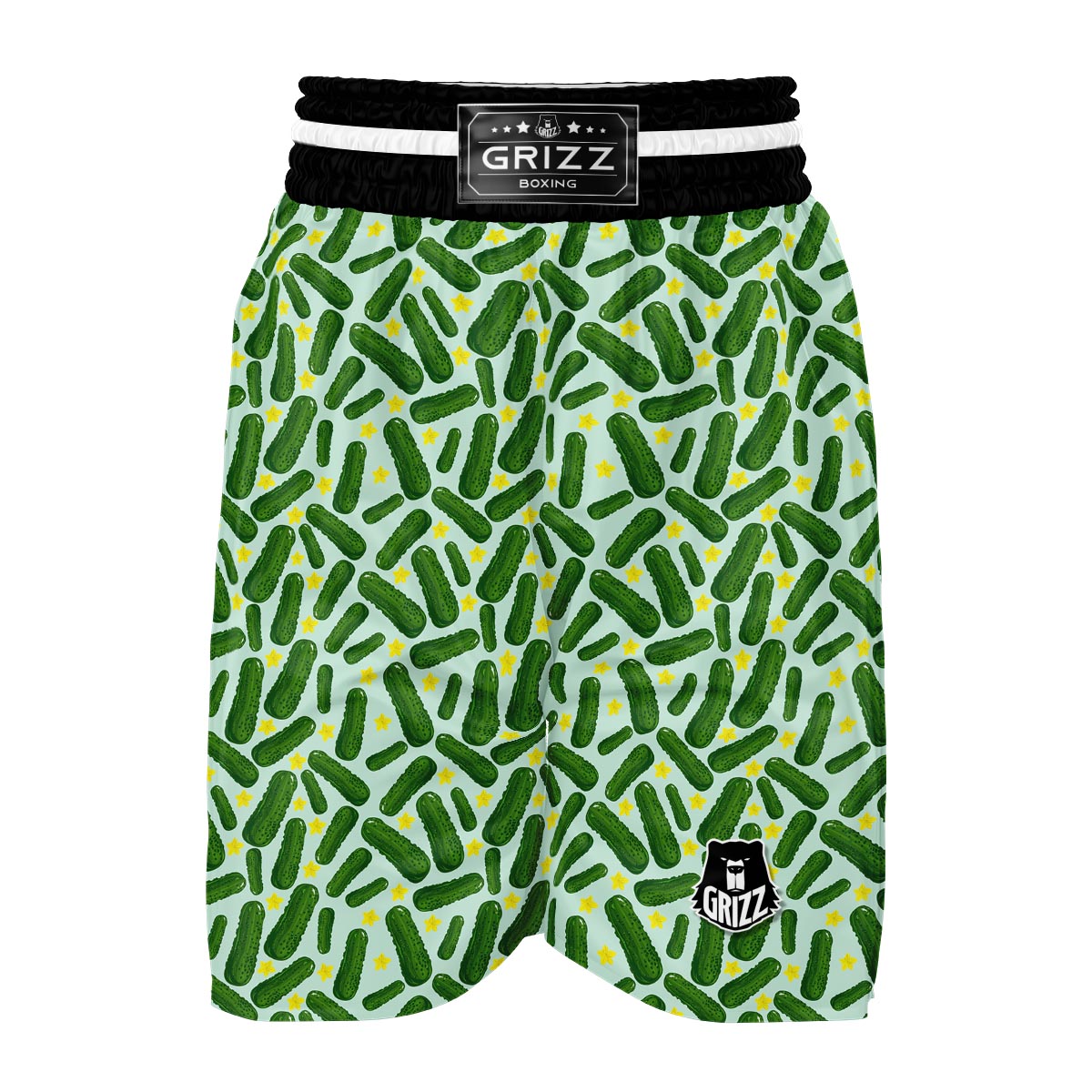 Pickle Cucumber Pattern Print Boxing Shorts-grizzshop