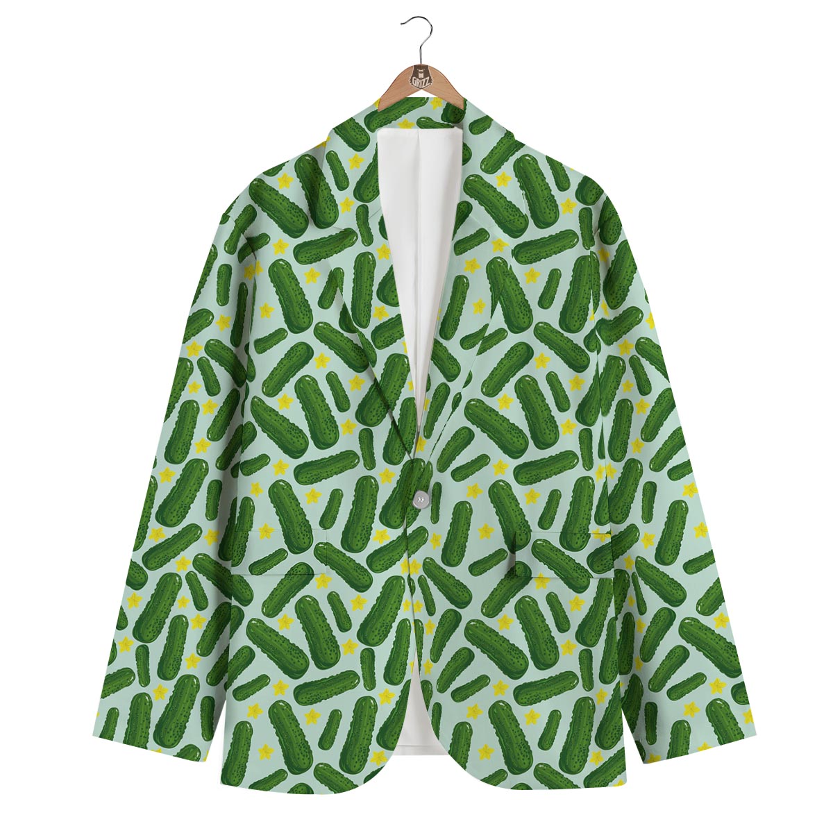 Pickle Cucumber Pattern Print Men's Blazer-grizzshop