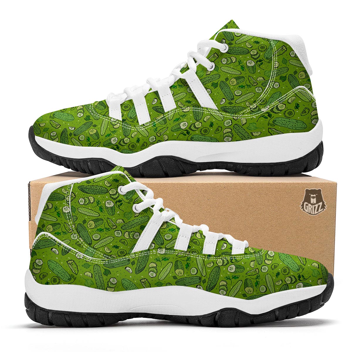 Pickle Cucumber Print Pattern White Bball Shoes-grizzshop