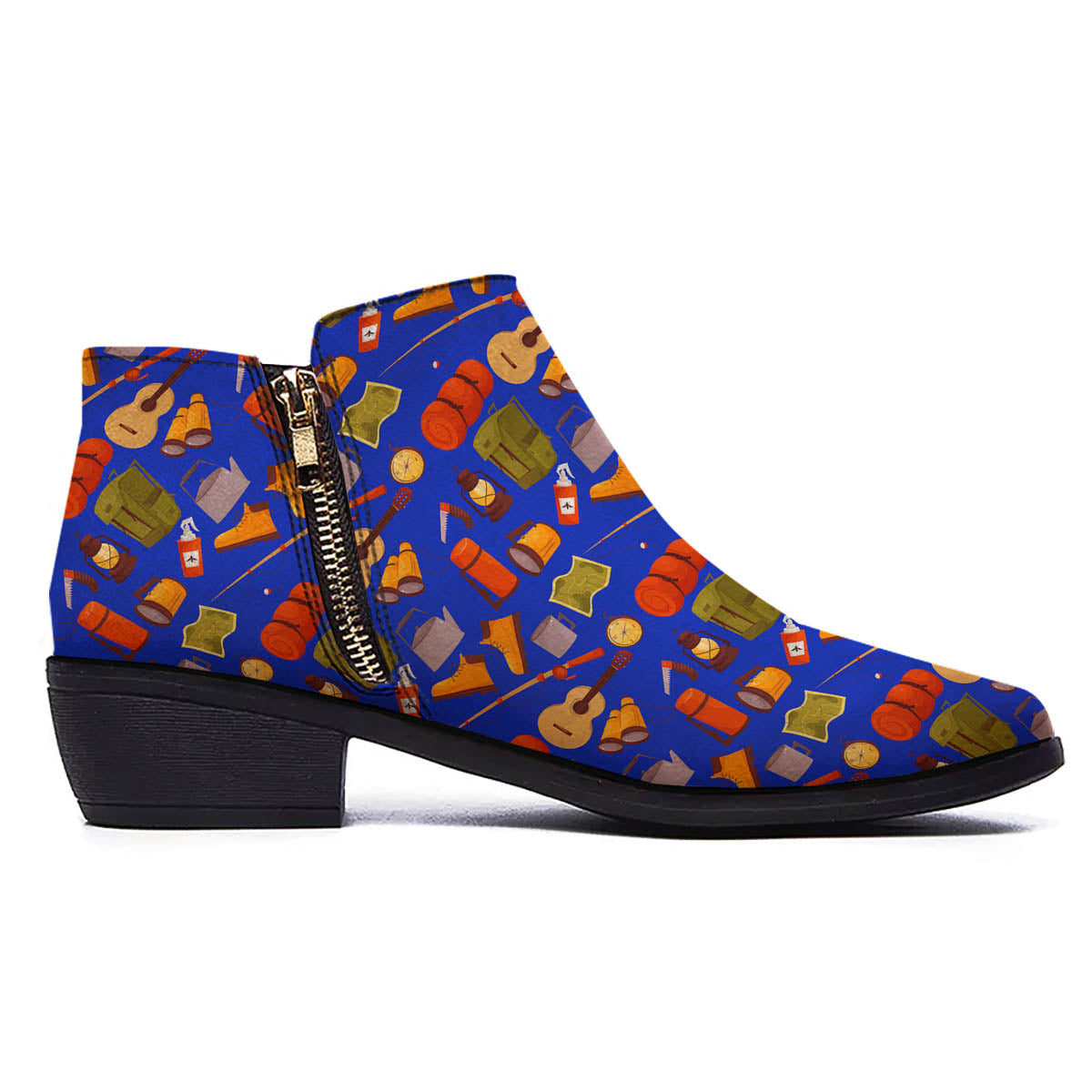 Picnic Camping Print Pattern Ankle Boots-grizzshop