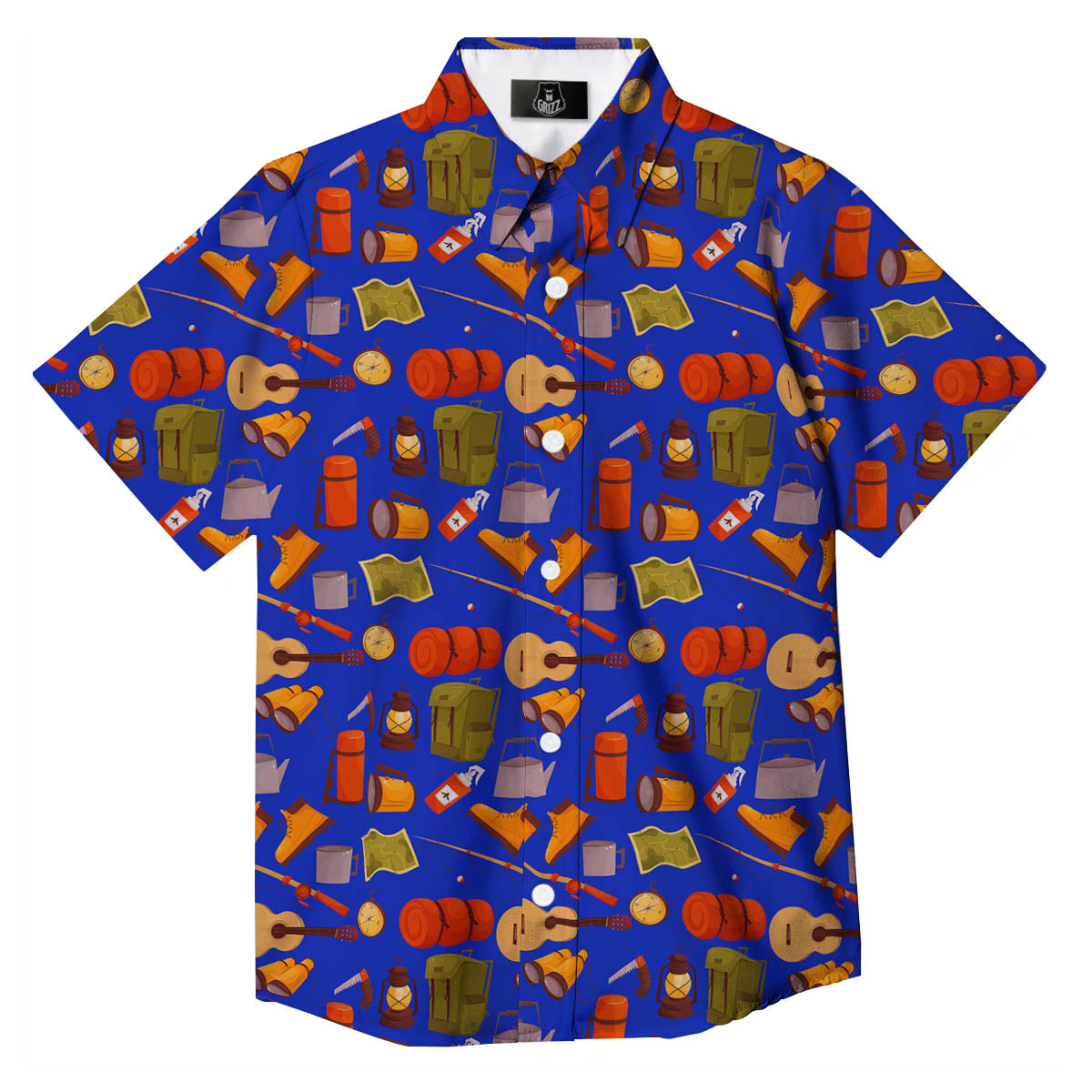 Picnic Camping Print Pattern Button Up Shirt-grizzshop