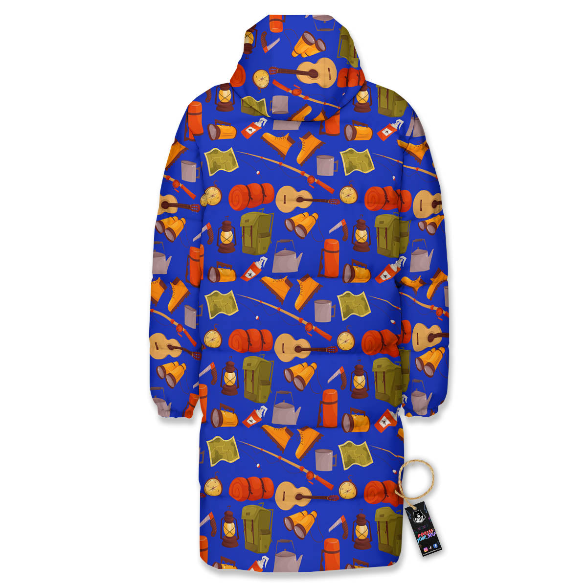 Picnic Camping Print Pattern Long Down Jacket-grizzshop