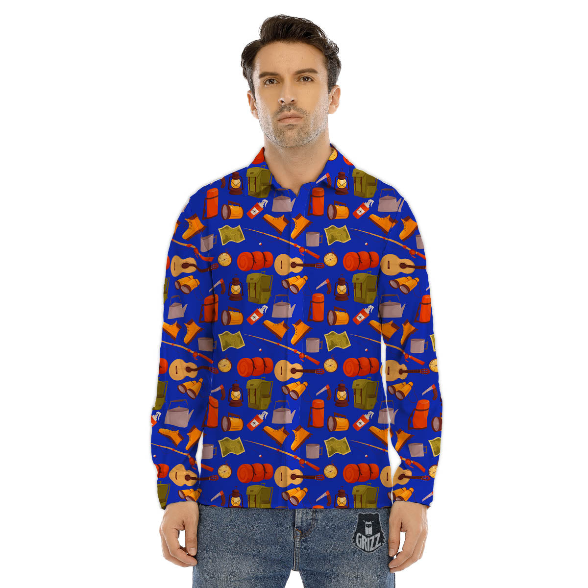 Picnic Camping Print Pattern Men's Dress Shirts-grizzshop