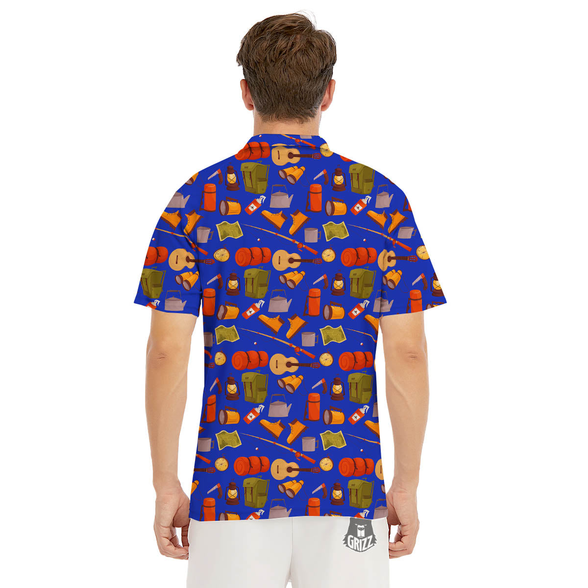 Picnic Camping Print Pattern Men's Golf Shirts-grizzshop