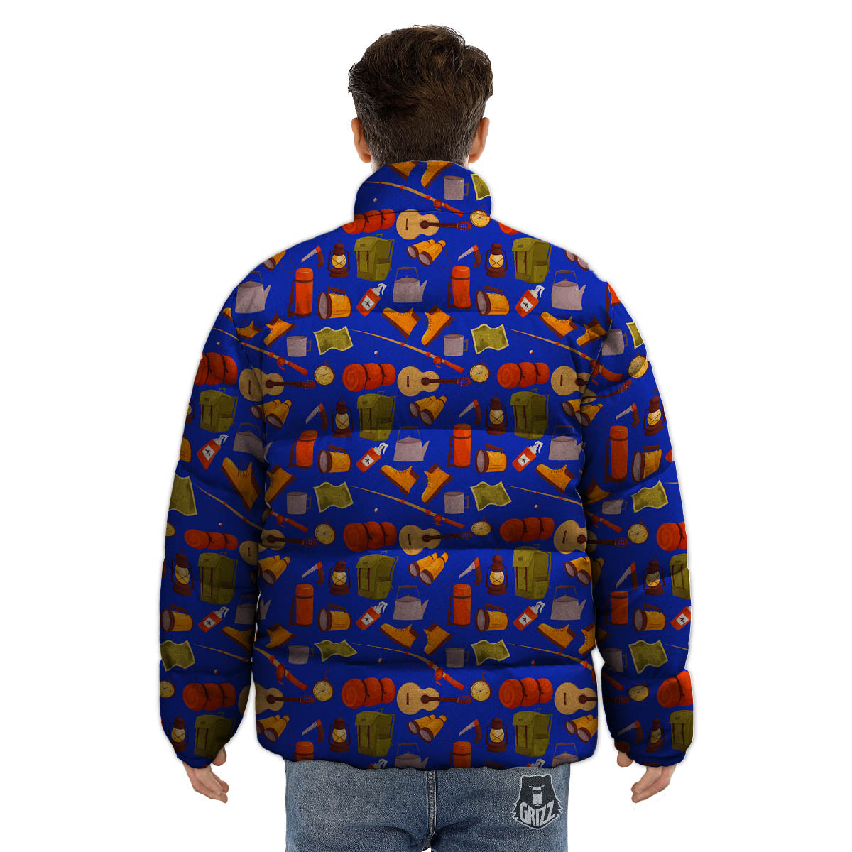 Picnic Camping Print Pattern Puffer Jacket-grizzshop
