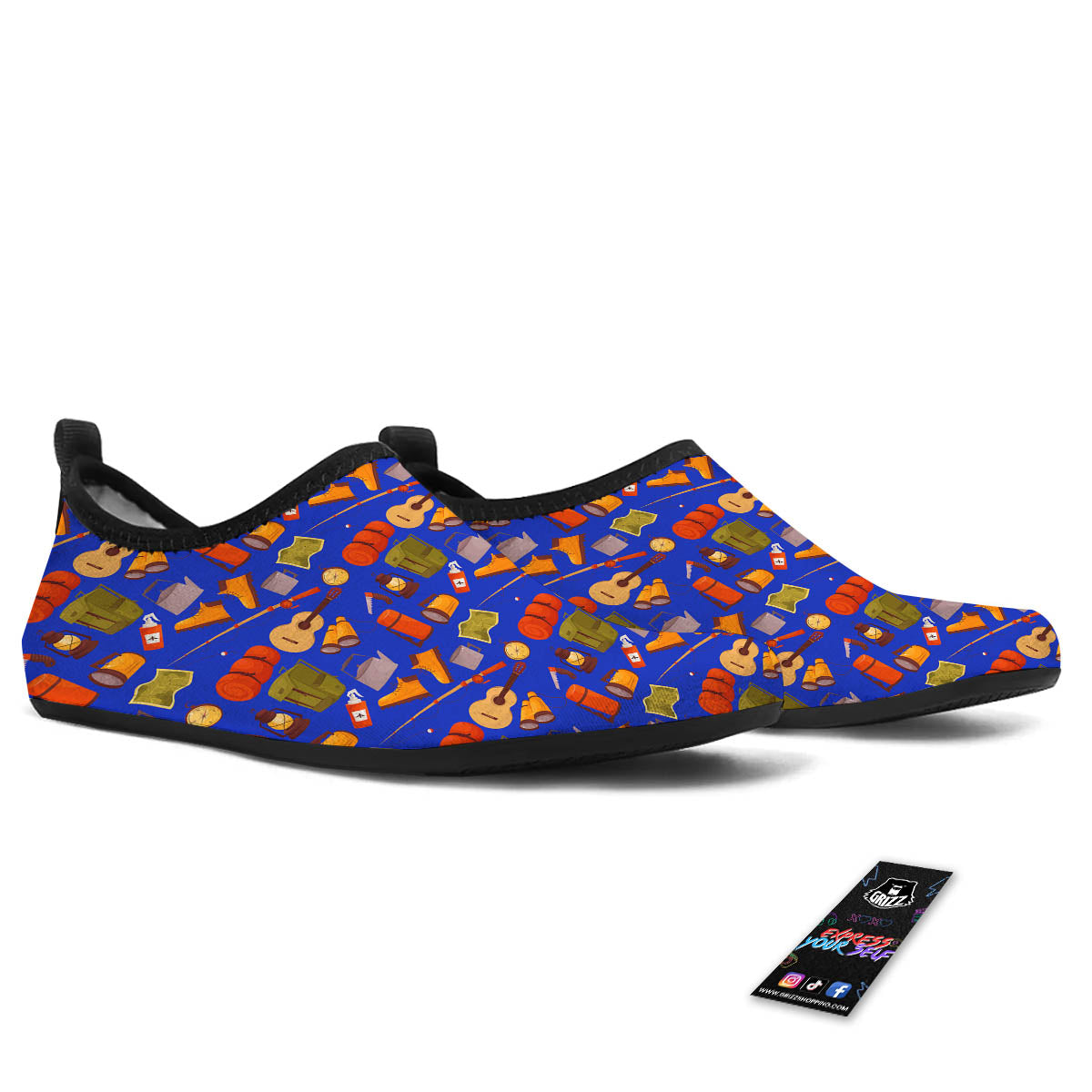 Picnic Camping Print Pattern Water Shoes-grizzshop