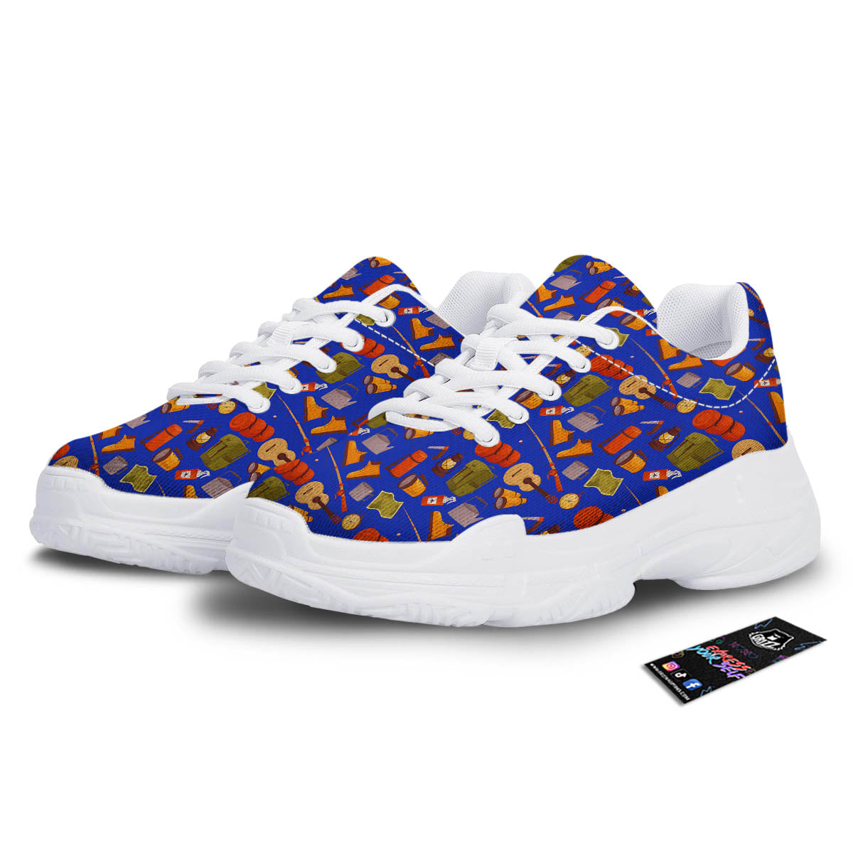 Picnic Camping Print Pattern White Chunky Shoes-grizzshop