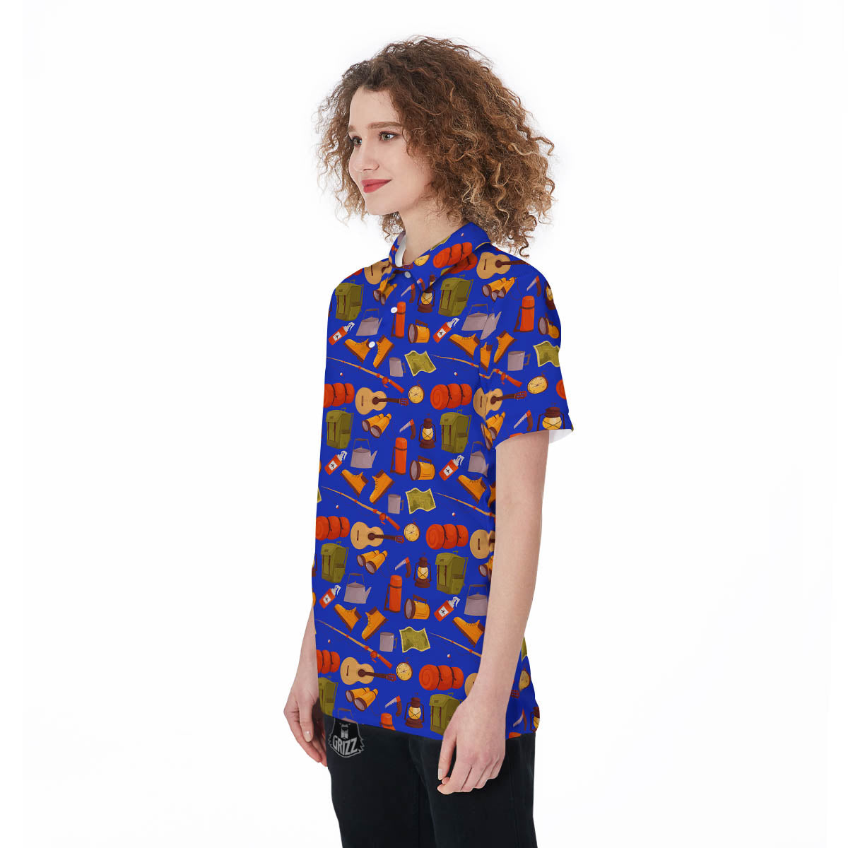 Picnic Camping Print Pattern Women's Golf Shirts-grizzshop