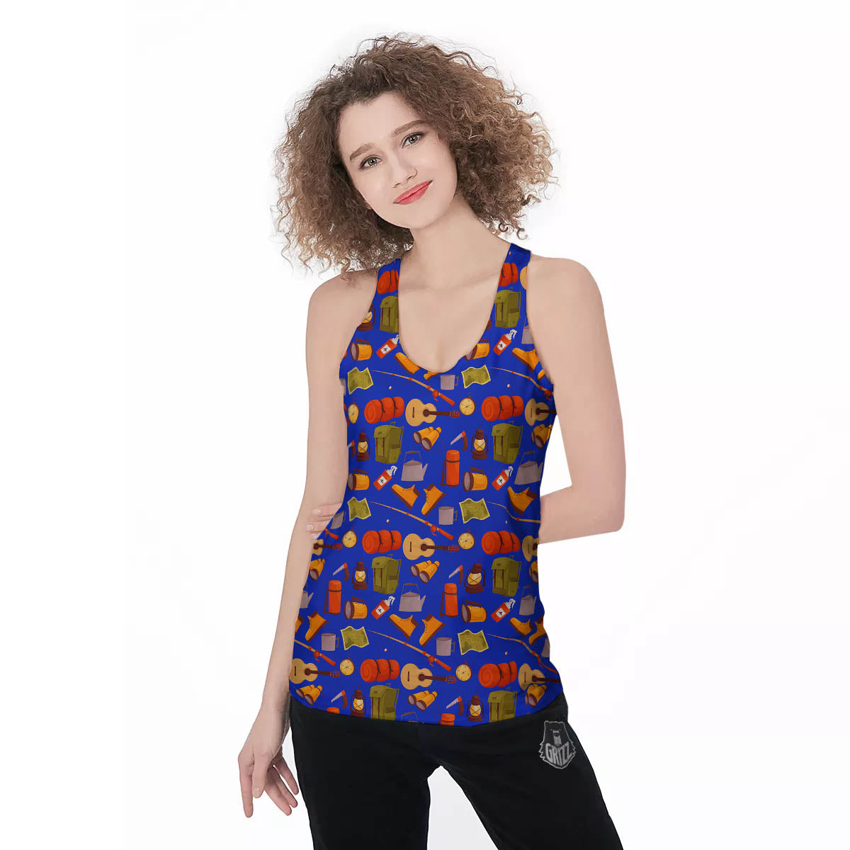 Picnic Camping Print Pattern Women's Racerback Tank Top-grizzshop