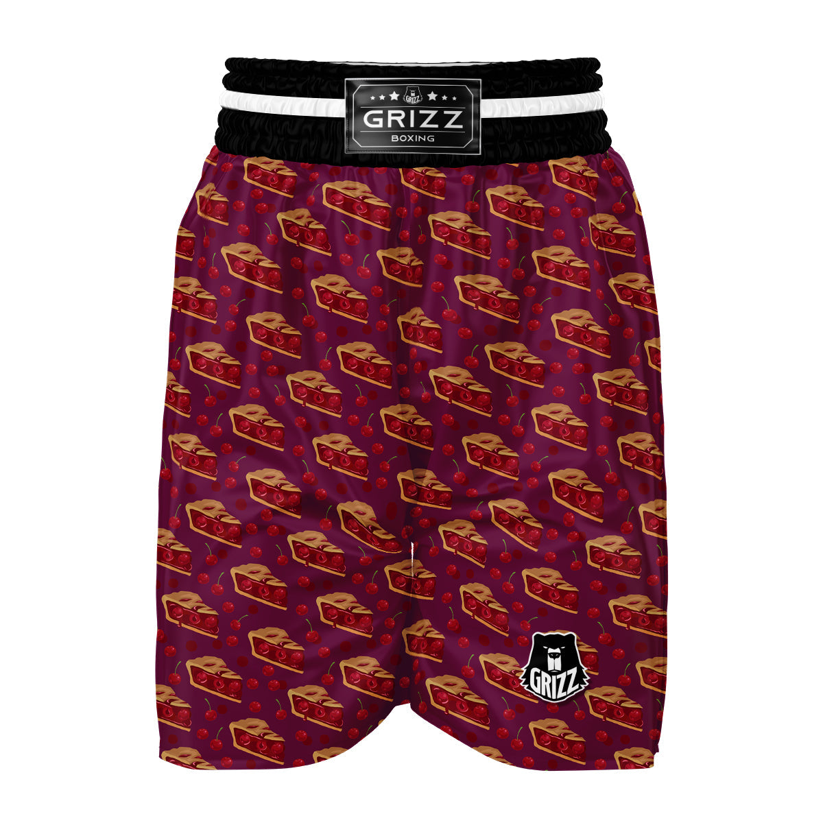 Pie And Cherry Print Pattern Boxing Shorts-grizzshop