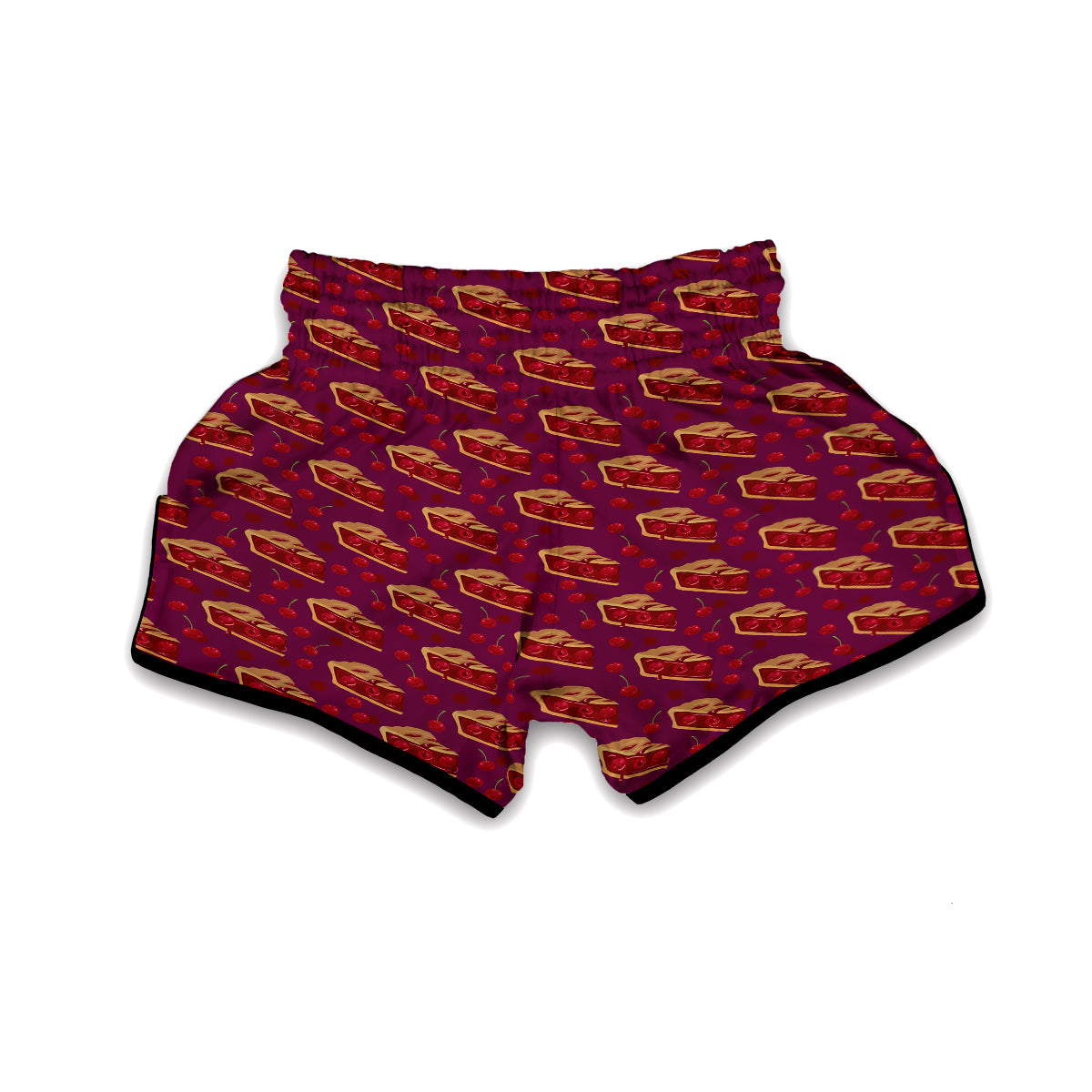 Pie And Cherry Print Pattern Muay Thai Boxing Shorts-grizzshop