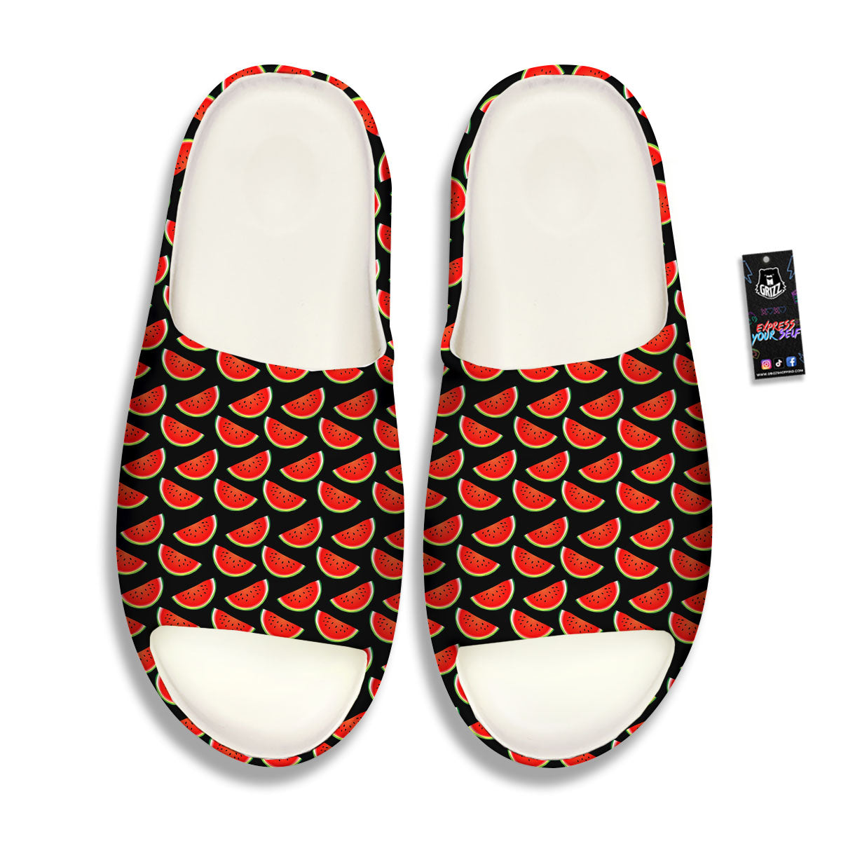 Pieces Black Watermelon Print Pattern Sandals-grizzshop
