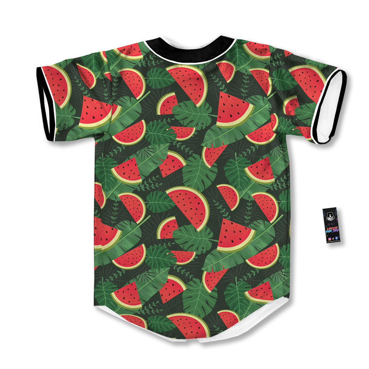 Pieces Leaf Watermelon Print Pattern Baseball Jersey-grizzshop