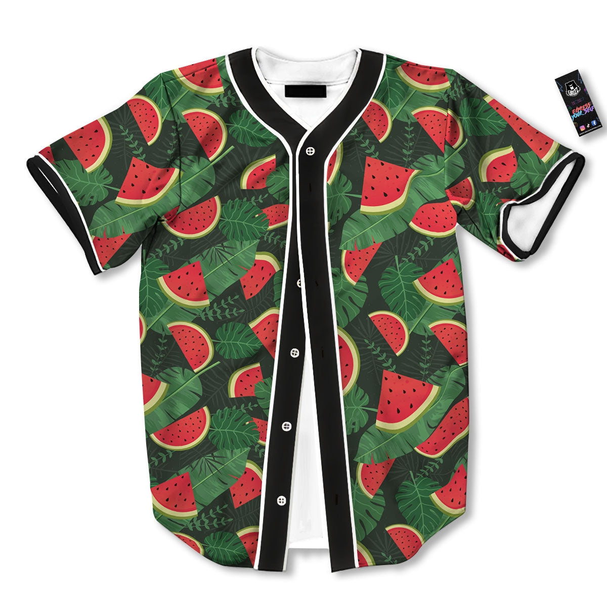 Pieces Leaf Watermelon Print Pattern Baseball Jersey-grizzshop