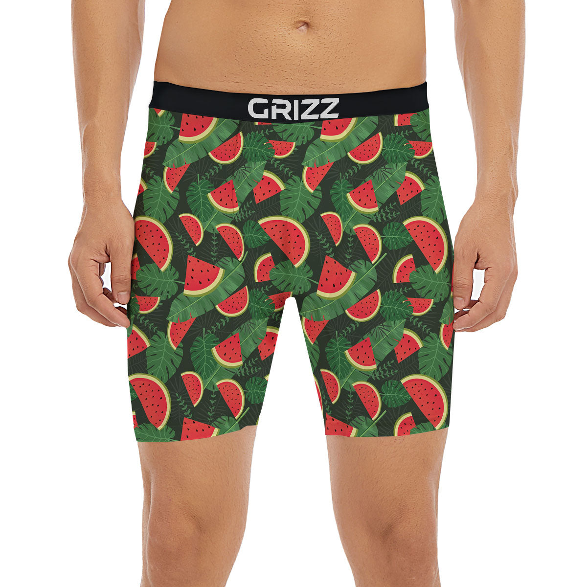 Pieces Leaf Watermelon Print Pattern Boxer Briefs-grizzshop