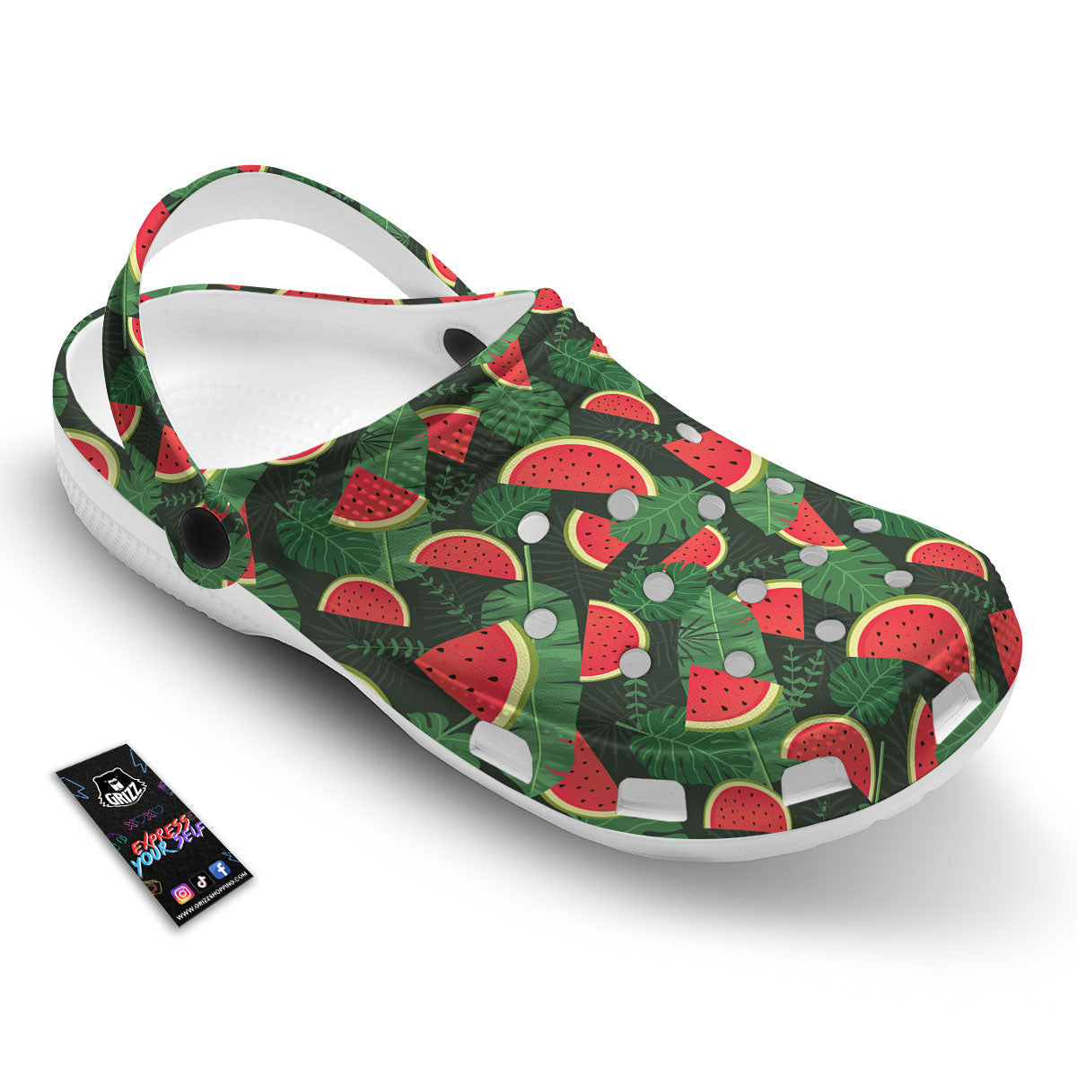 Pieces Leaf Watermelon Print Pattern Clog-grizzshop