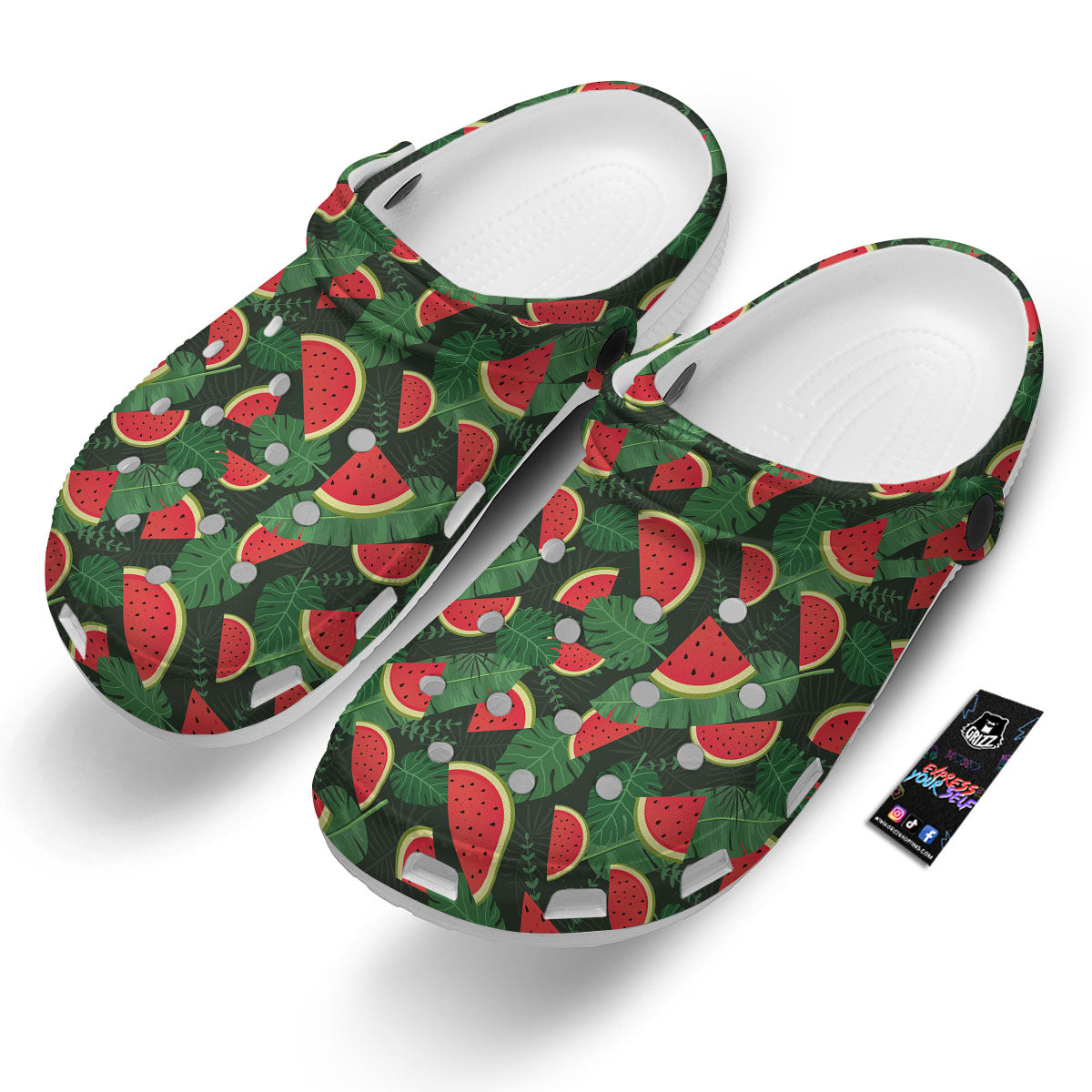 Pieces Leaf Watermelon Print Pattern Clog-grizzshop