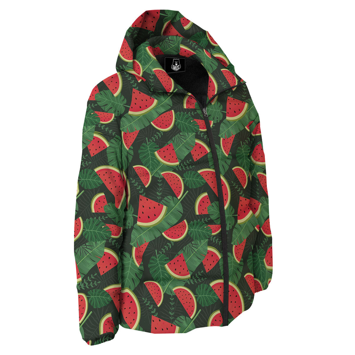 Pieces Leaf Watermelon Print Pattern Down Jacket-grizzshop
