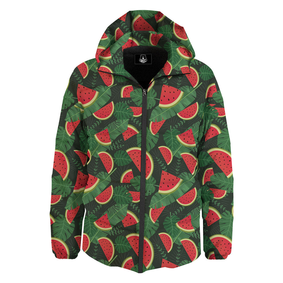 Pieces Leaf Watermelon Print Pattern Down Jacket-grizzshop
