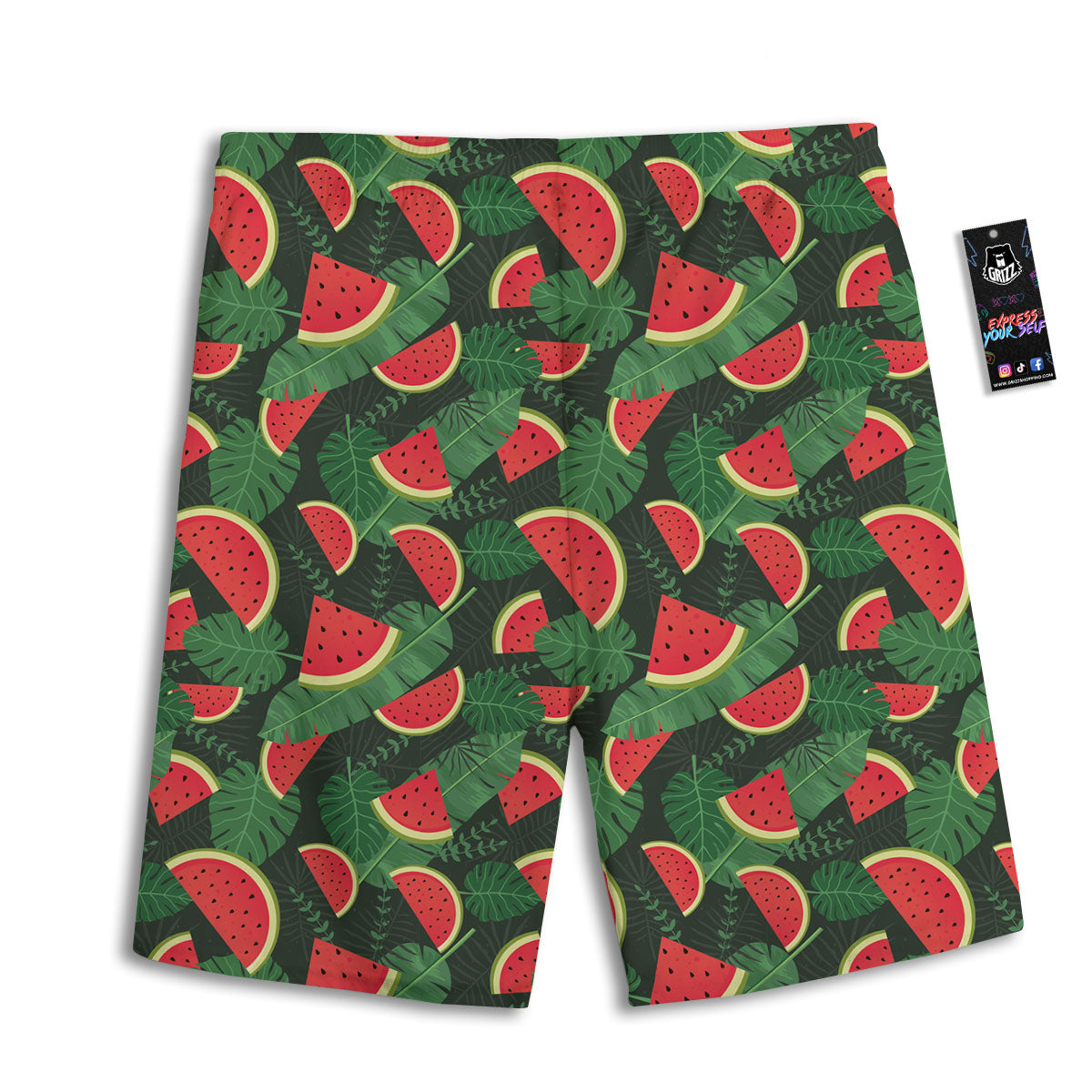 Pieces Leaf Watermelon Print Pattern Men's Athletic Shorts